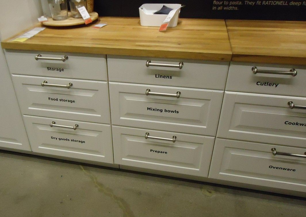 White kitchen cabinet drawers
